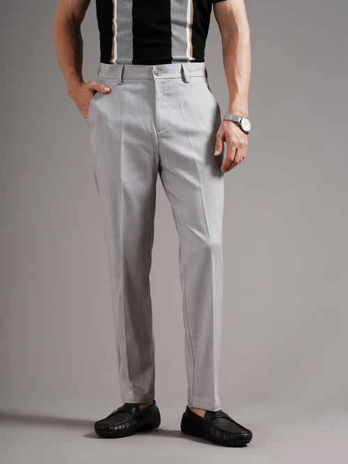 Men Tailored Straight Fit Low-Rise Trousers