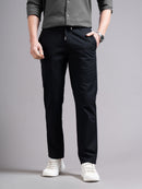 Men Smart Slim Fit Low-Rise Chinos Trousers