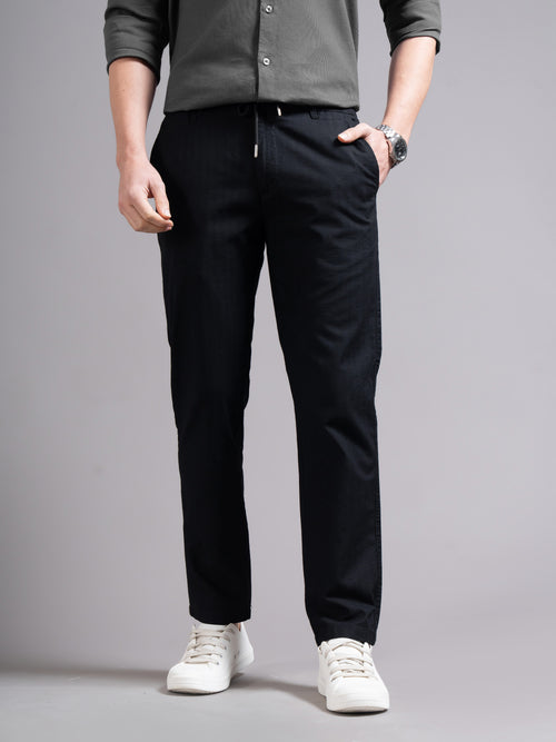 Men Smart Slim Fit Low-Rise Chinos Trousers