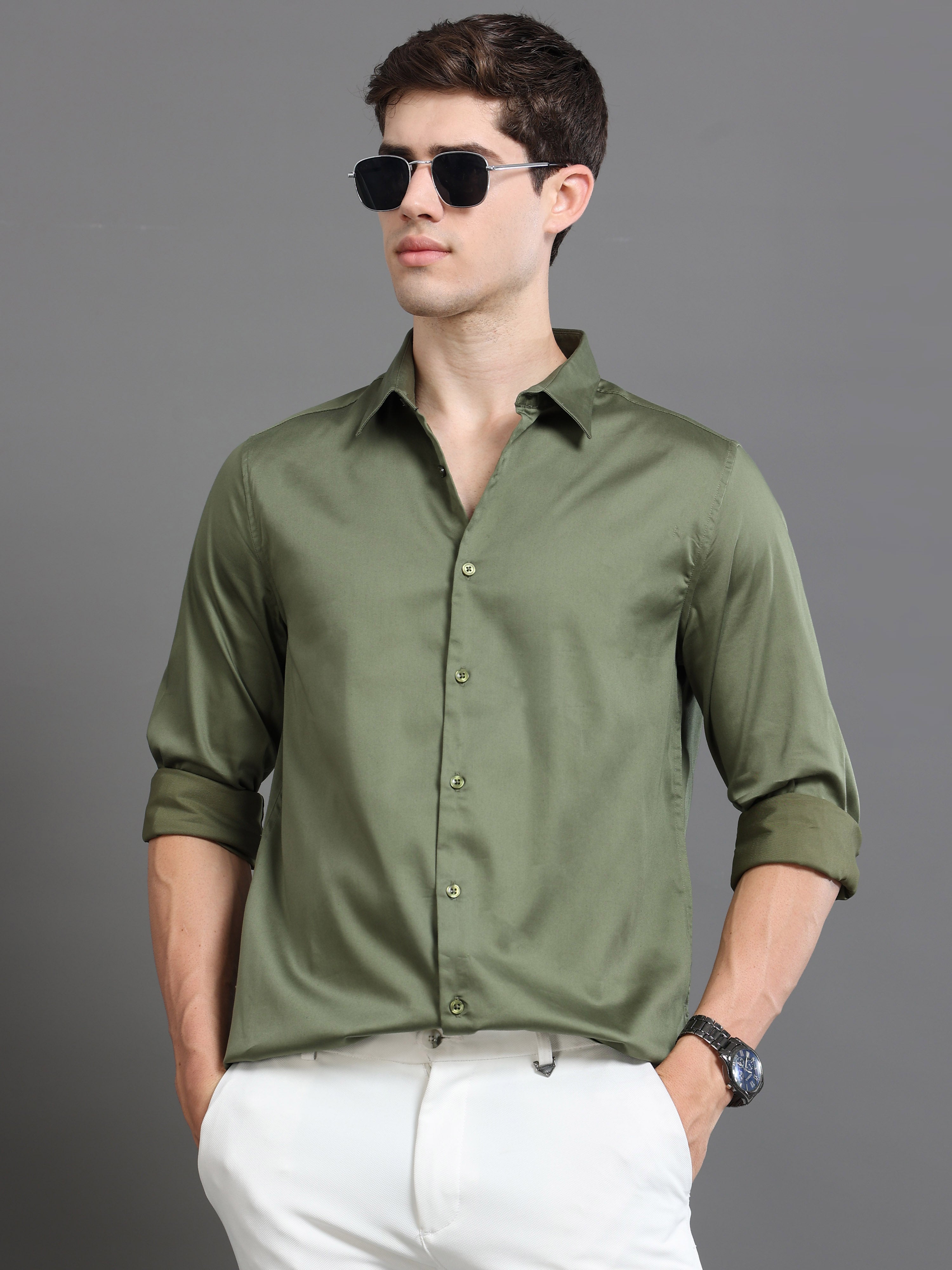 Men Satin Slim Fit Shirt