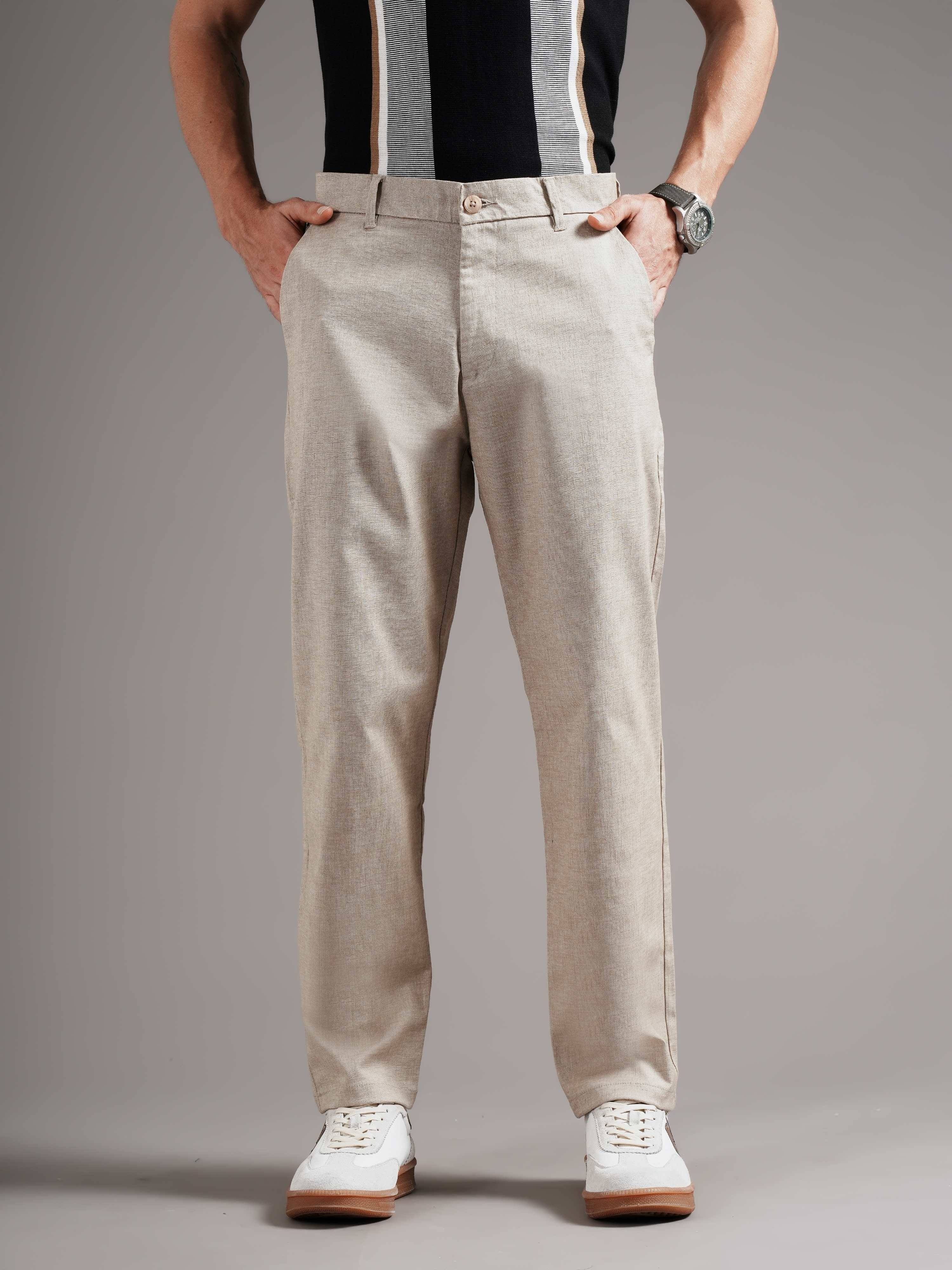 Men Tailored Straight Fit Low-Rise Trousers