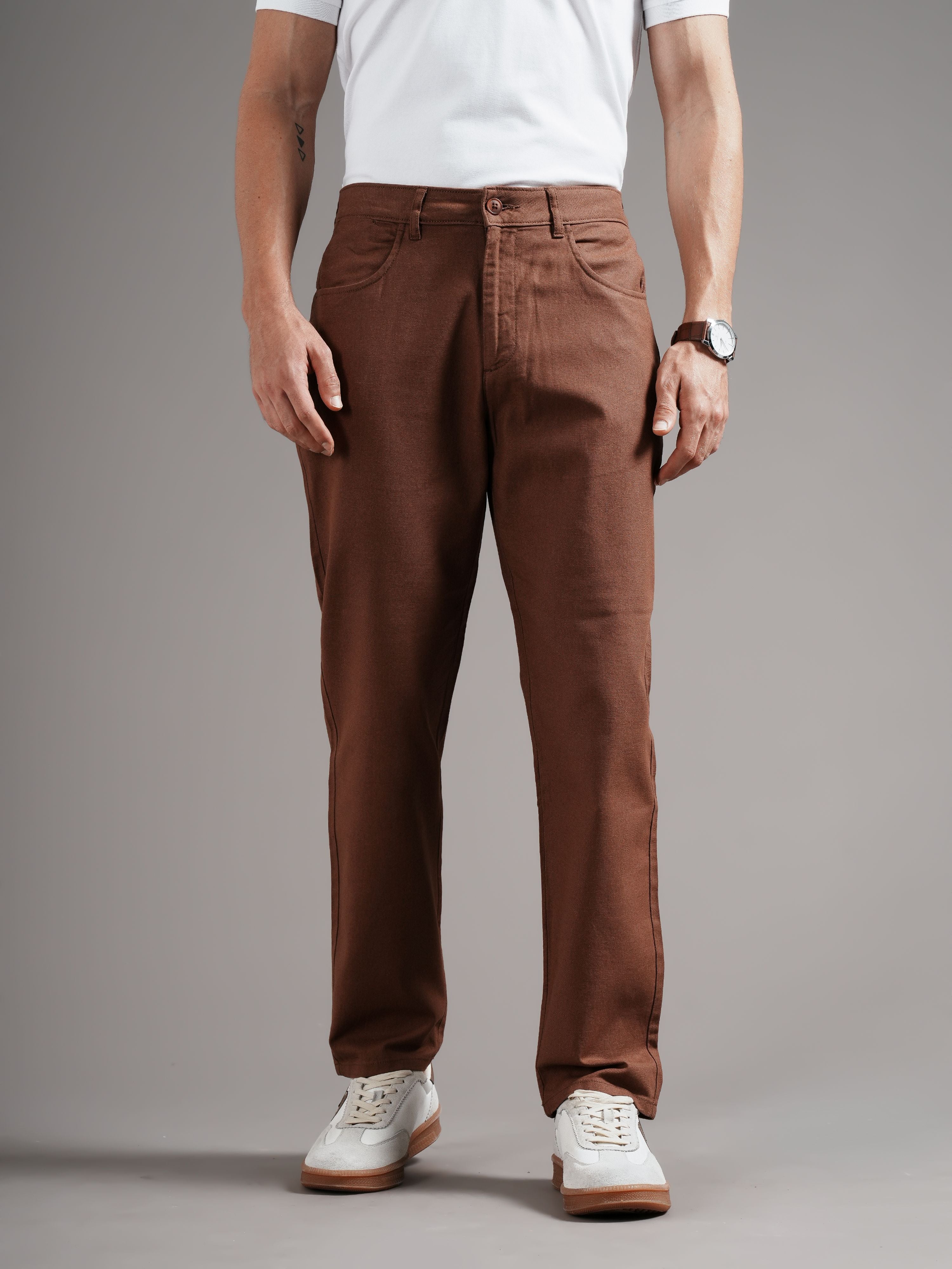 Men Tailored Low-Rise Trousers
