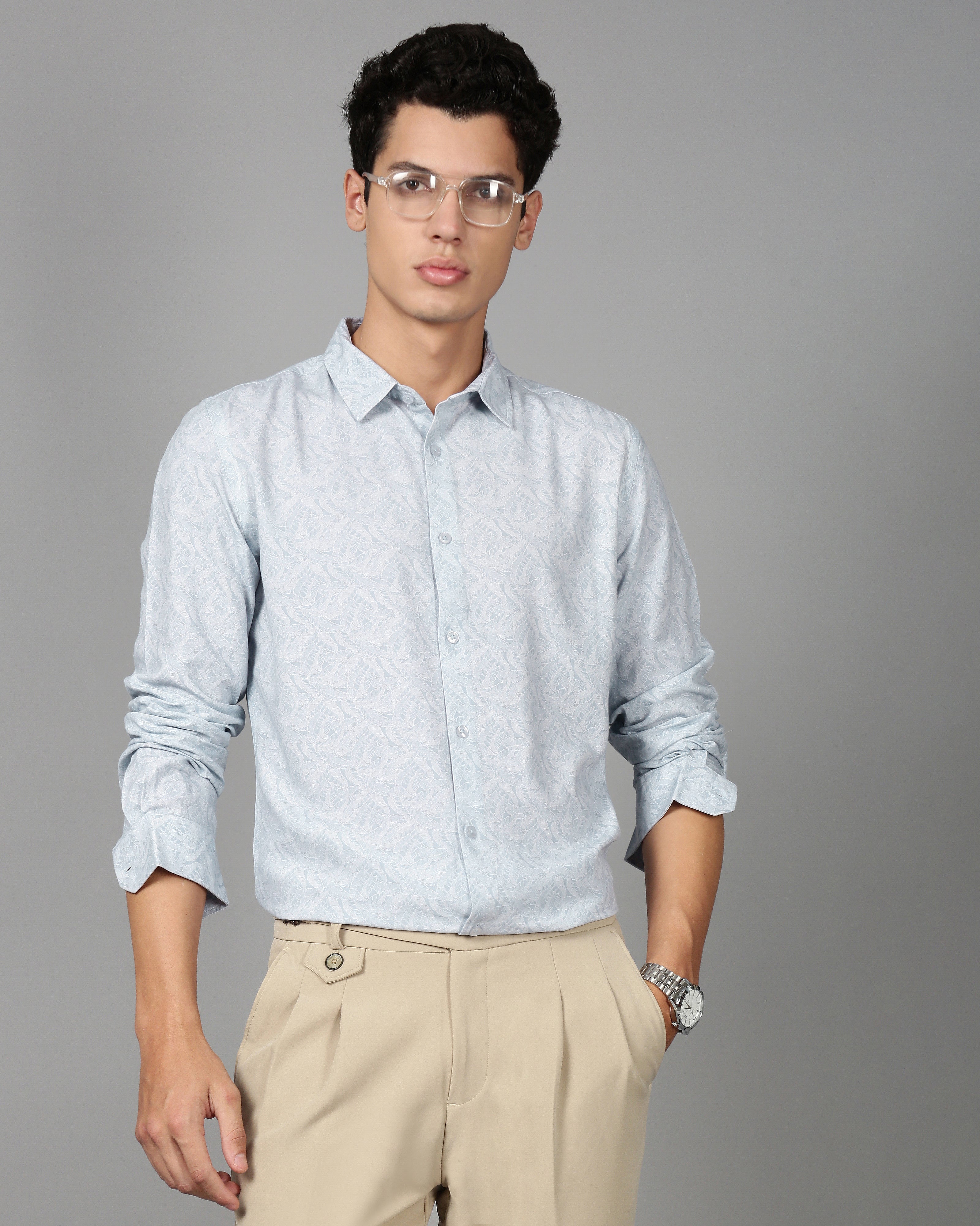 Men Smart Slim Fit Tropical Printed Cotton Casual Shirt