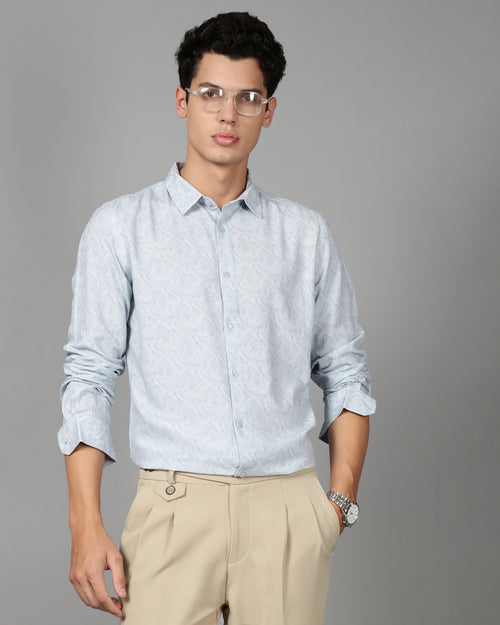 Men Smart Slim Fit Tropical Printed Cotton Casual Shirt