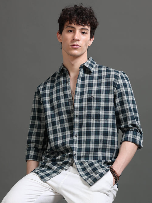 Men Smart Slim Fit Tartan Checks Checked Casual Shirt