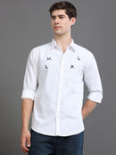 Men Oxford Embroidary Slim Fit Shirt