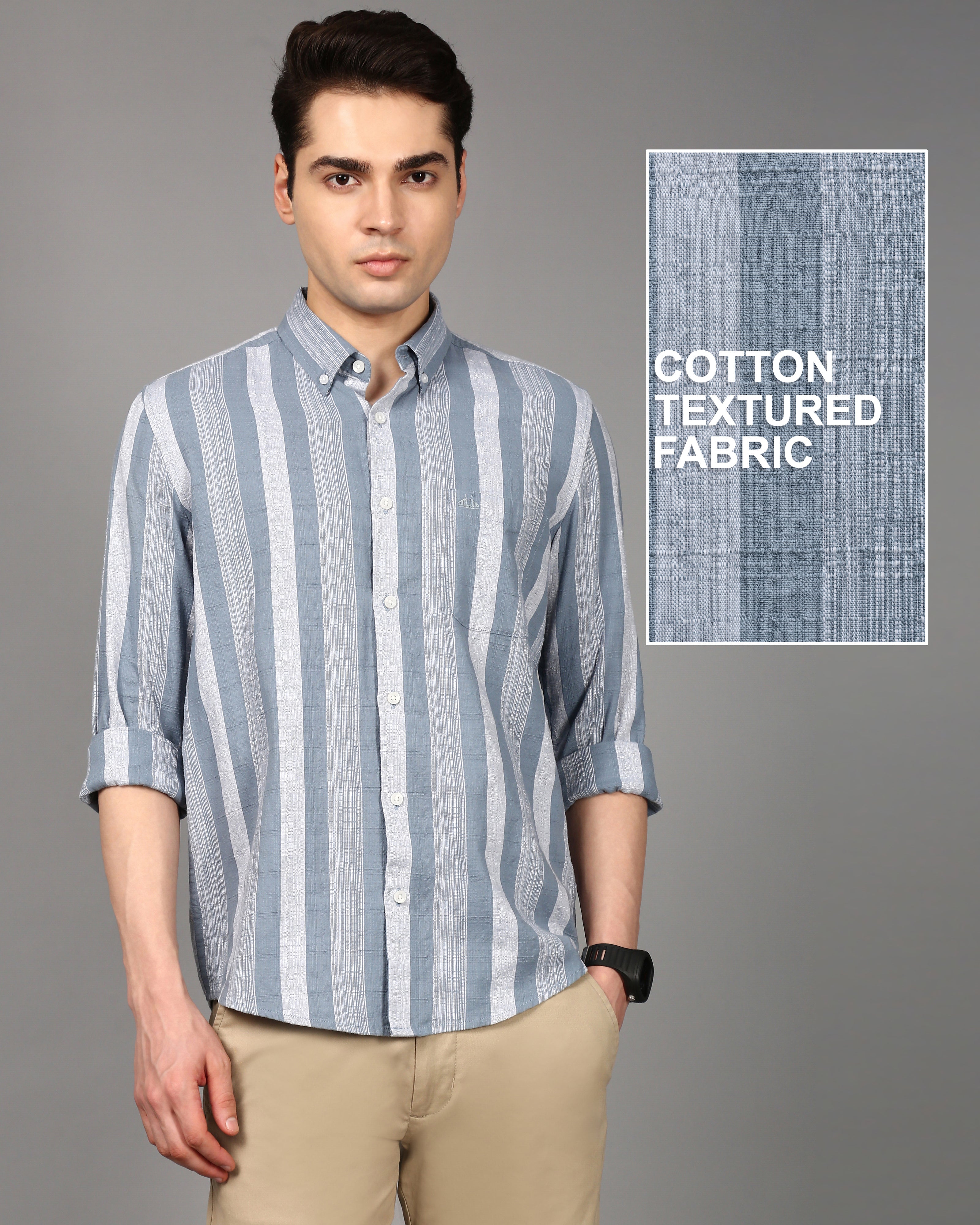 Men Comfort Fit Vertical Striped Casual Shirt