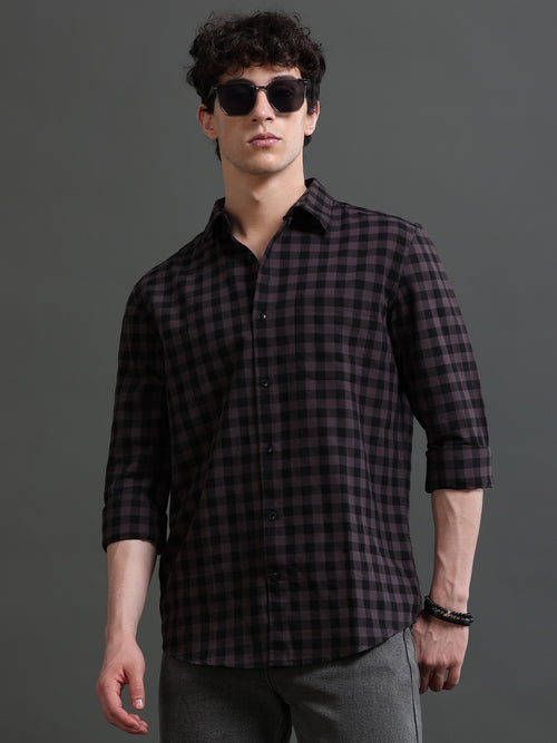 Men Smart Slim Fit Gingham Checks Checked Casual Shirt