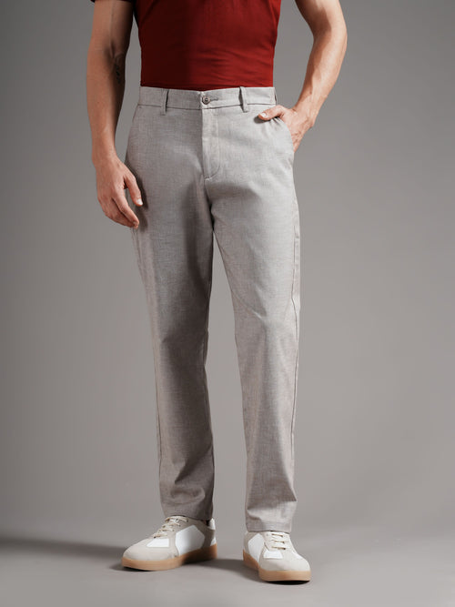 Men Tailored Straight Fit Low-Rise Trousers