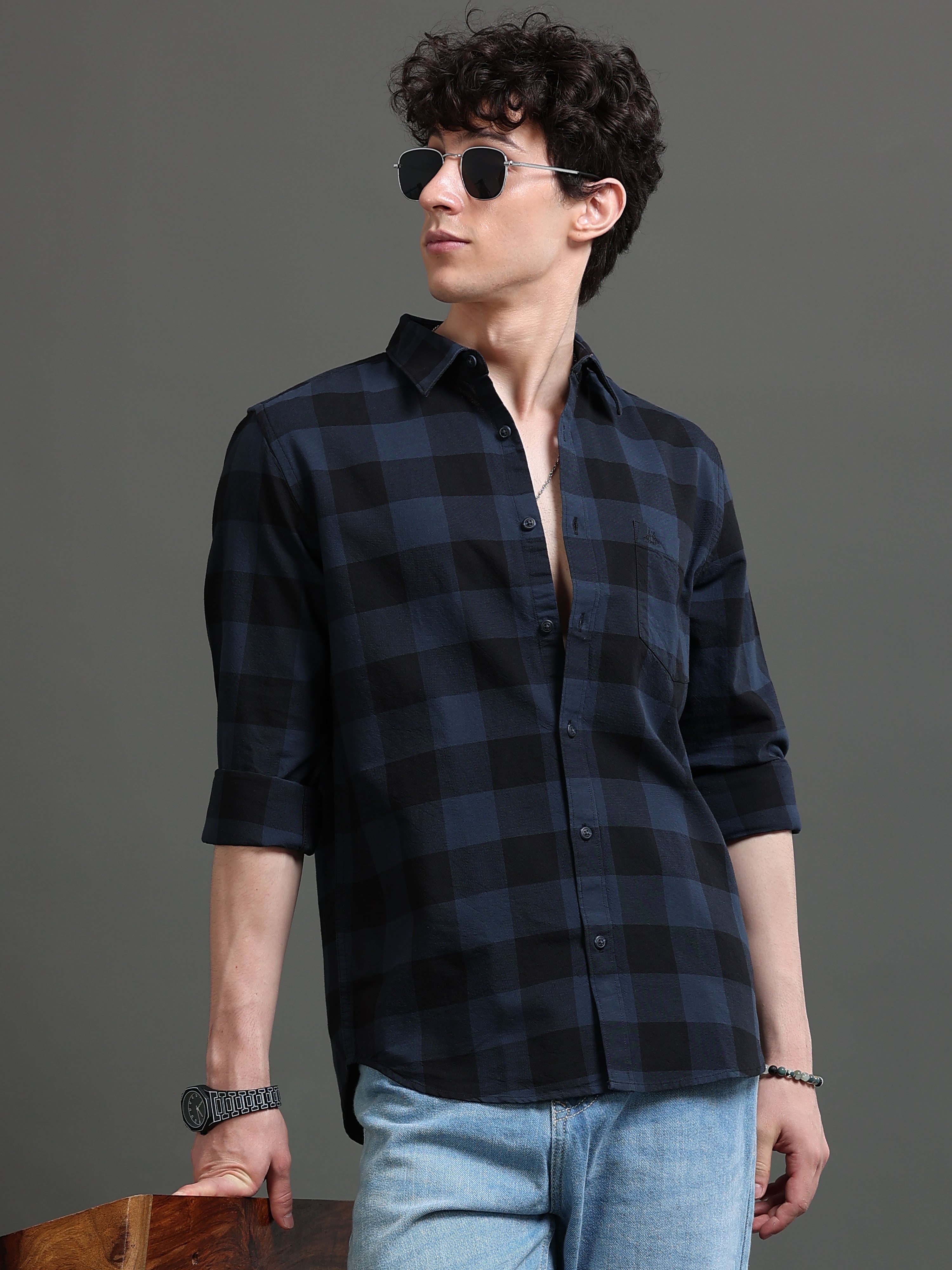 Men Smart Slim Fit Buffalo Checks Checked Casual Shirt
