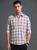 Men's Melange Twill Mauve Checks Shirts