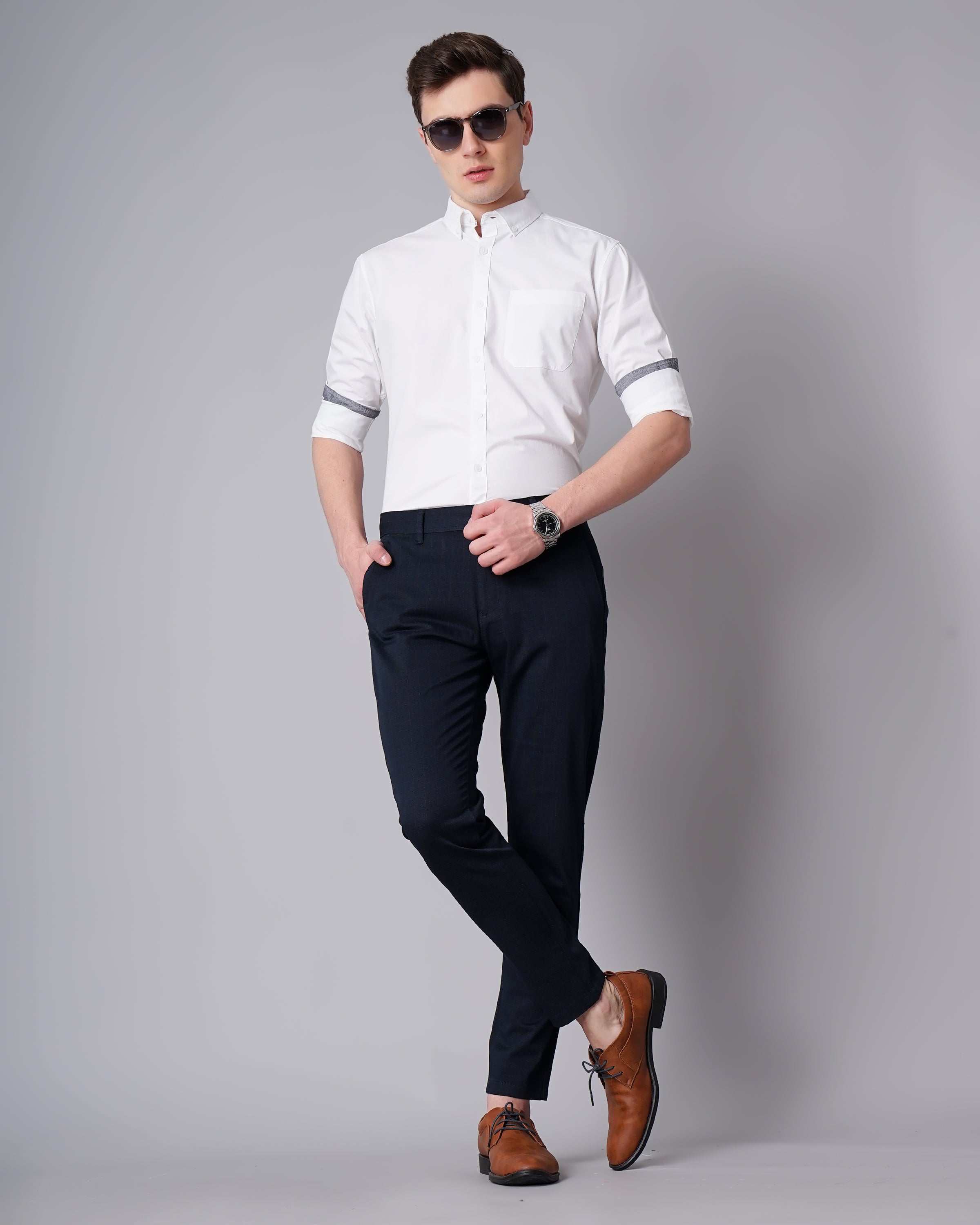 Slim Fit Flat-Front Trousers