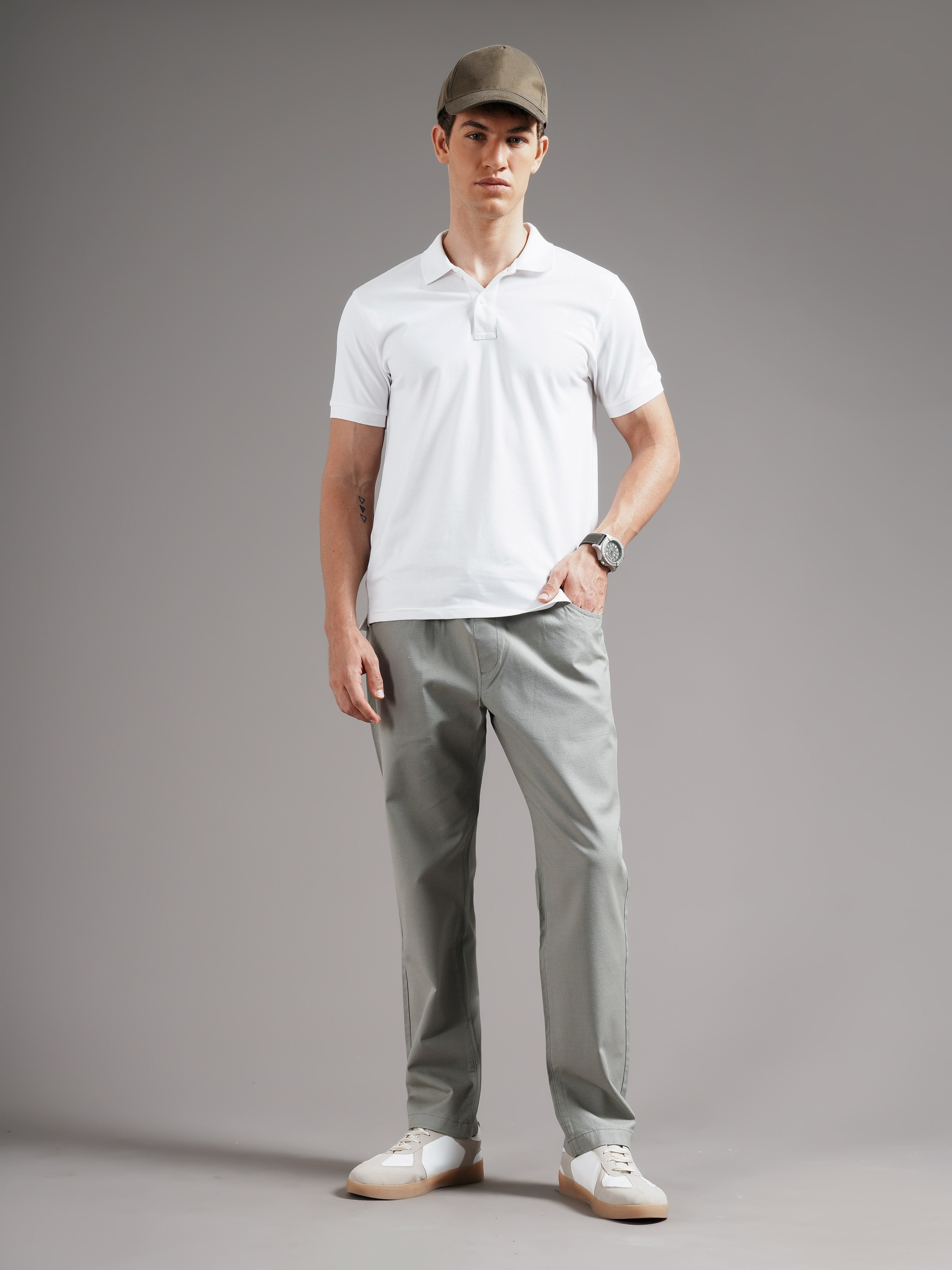 Men Tailored Low-Rise Trousers