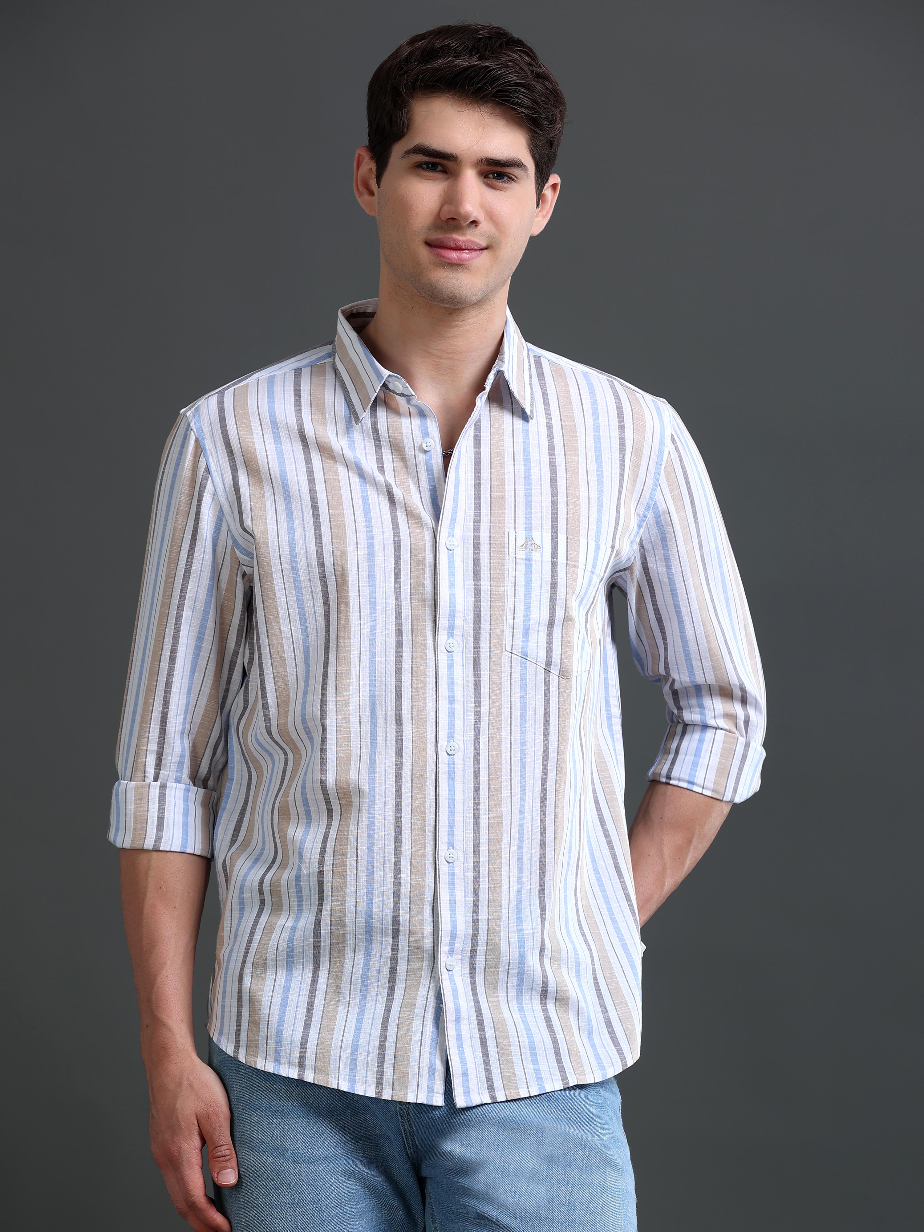 Men's Slim Fit Stripes Shirt