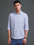 Men Stripes Navy Shirts