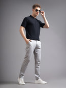 Men Solid Comfort Slim Fit Low-rise Cotton Chinos Trousers