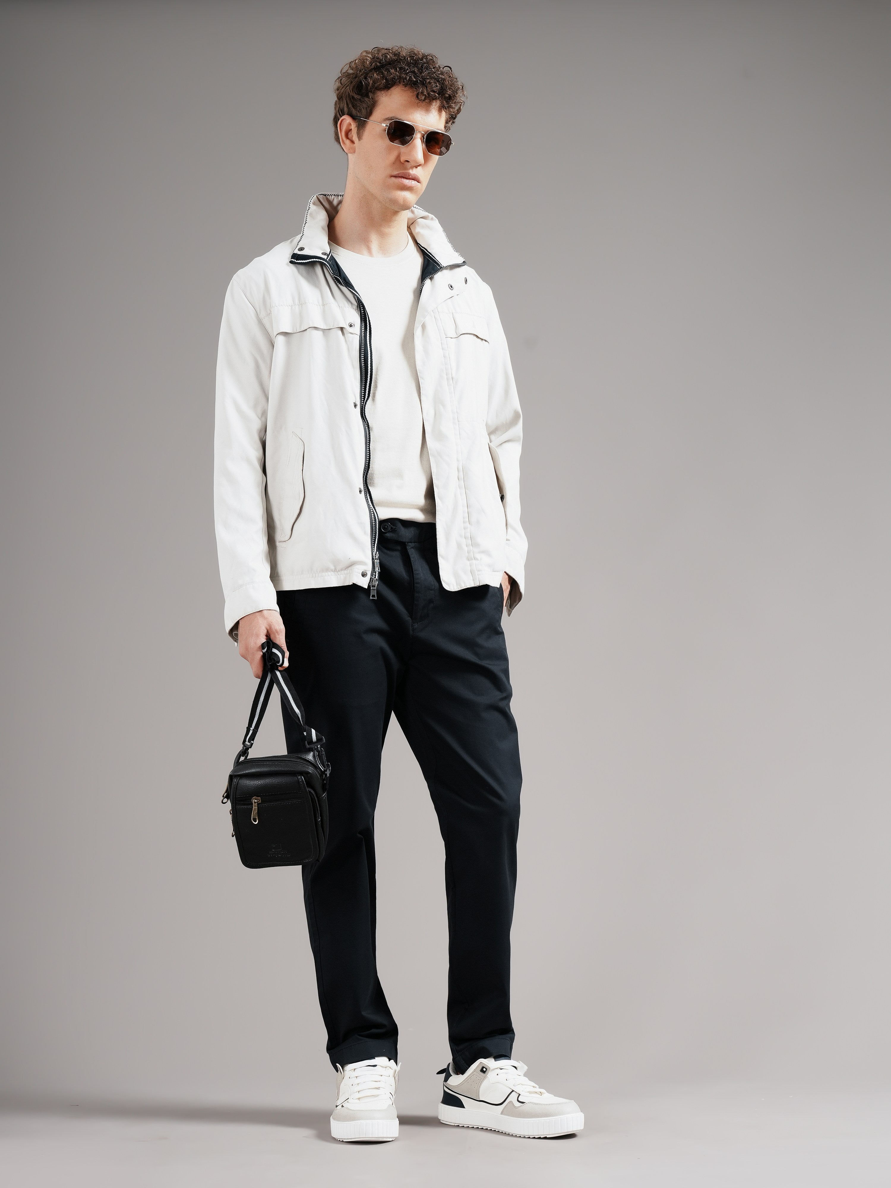 Men Tailored Low-Rise Chinos Trousers