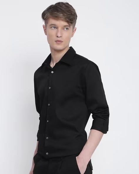 Satin Slim fit  Plain Shirts