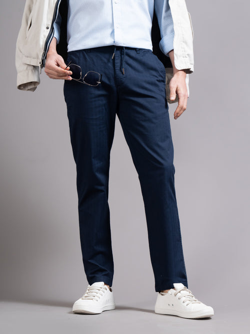 Men Ankle  Fit Smart Slim Fit Low-Rise Regular Trousers