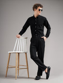 Men Tailored Straight Fit Low-Rise Trousers