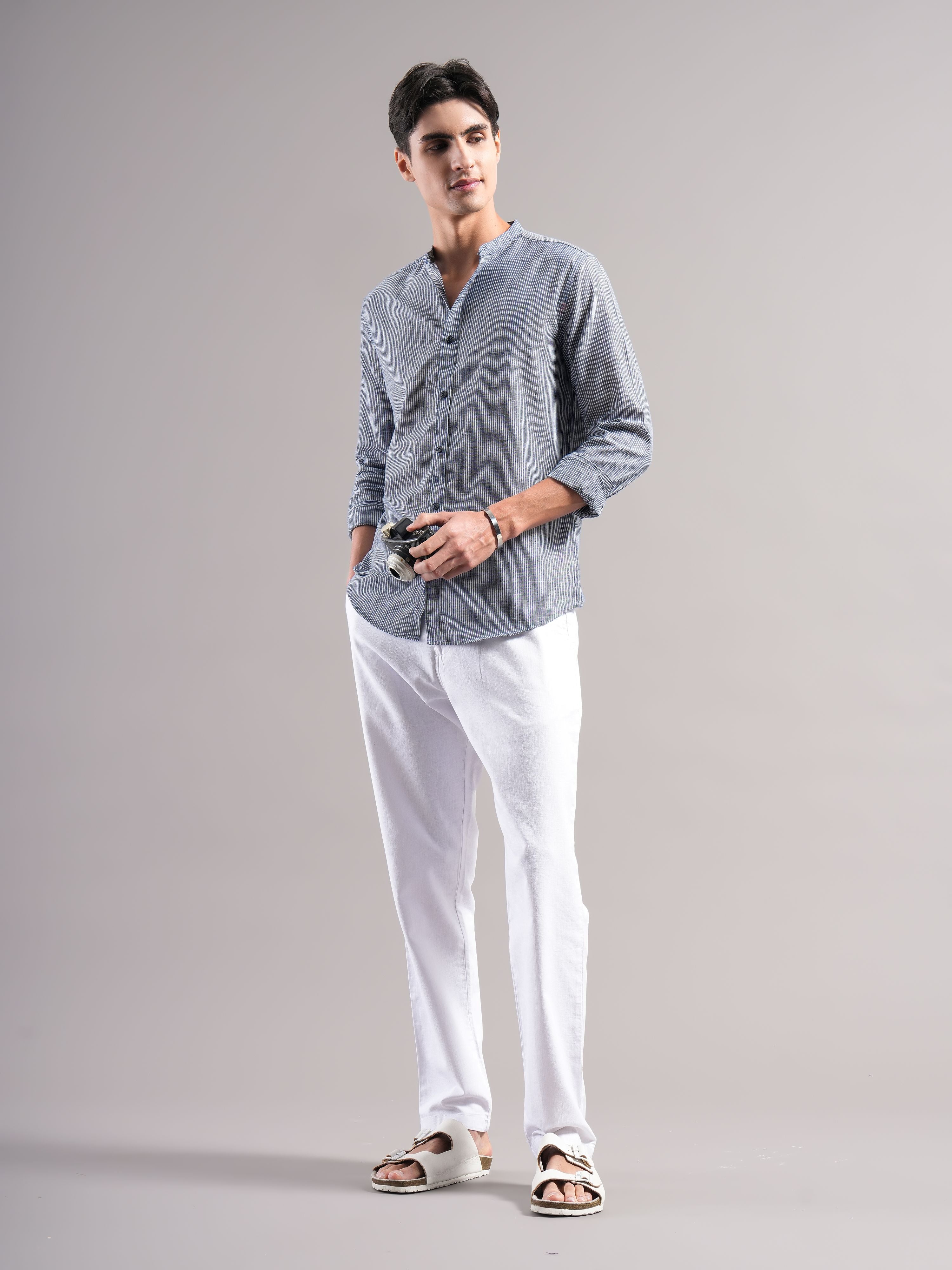 Men Smart Slim Fit Striped Casual Shirt