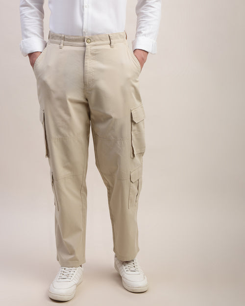 Men Comfort Straight Fit Low-Rise Cargos Trouser