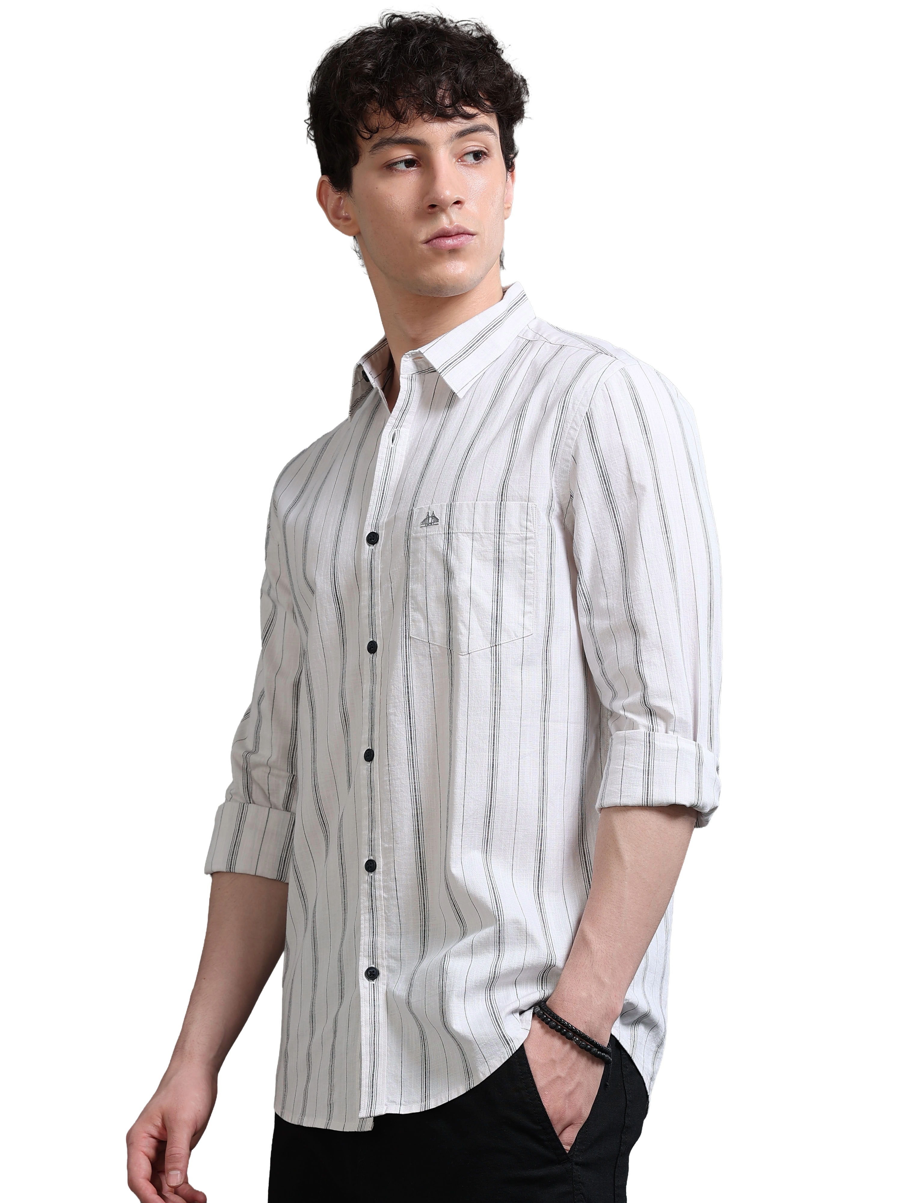 Men Smart Slim Fit Striped Casual Shirt