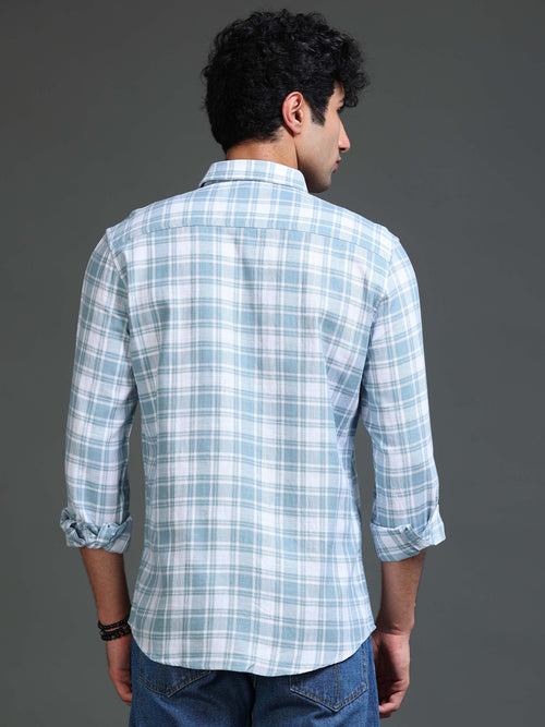 Men's Slub Herringbone Checks Shirt