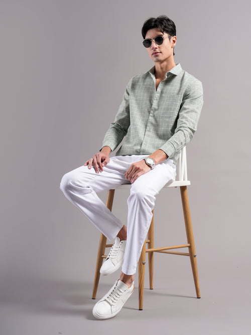 Men Smart Slim Fit Windowpane Checks Checked Casual Shirt