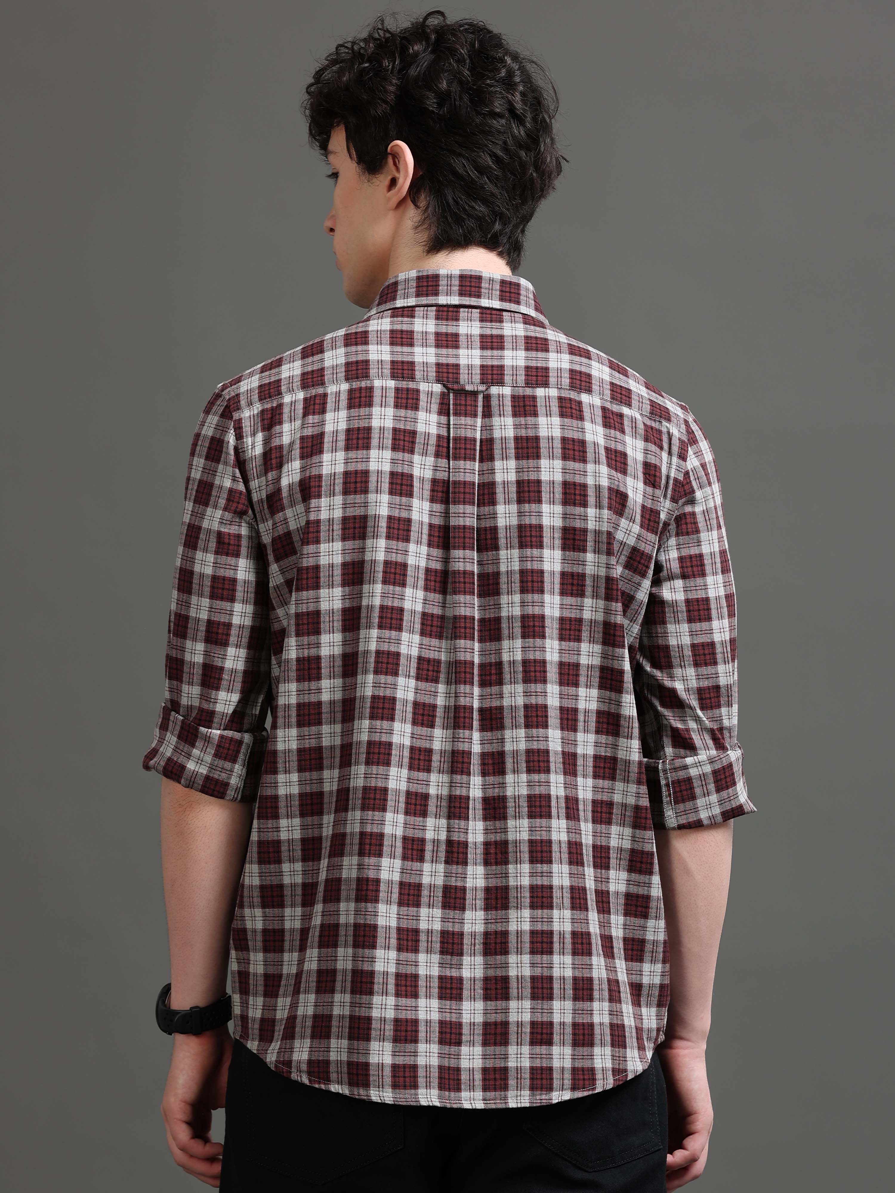 Men Smart Slim Fit Tartan Checks Checked Casual Shirt