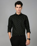 Smart Slim Fit Floral Printed Spread Collar Cotton Casual Shirt