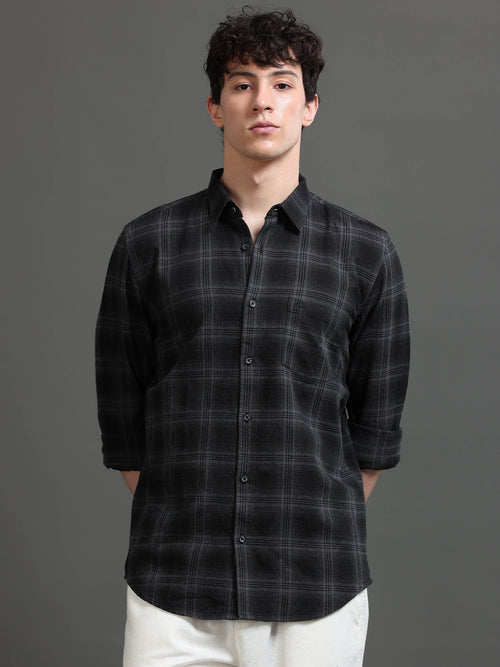 Men Smart Slim Fit Checked Casual Shirt