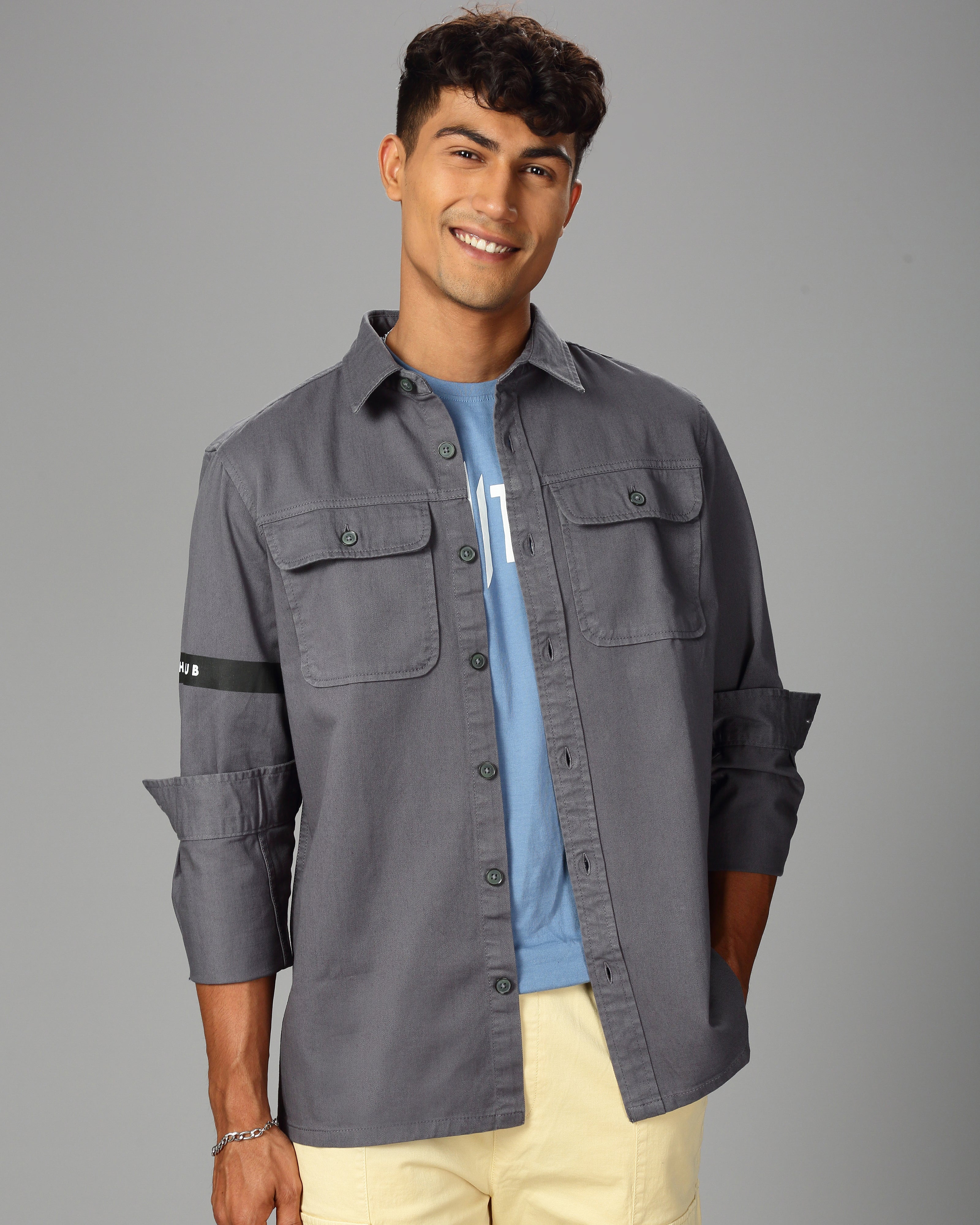Men Overshirt Fit Shacket