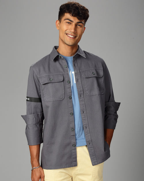 Men Overshirt Fit Shacket