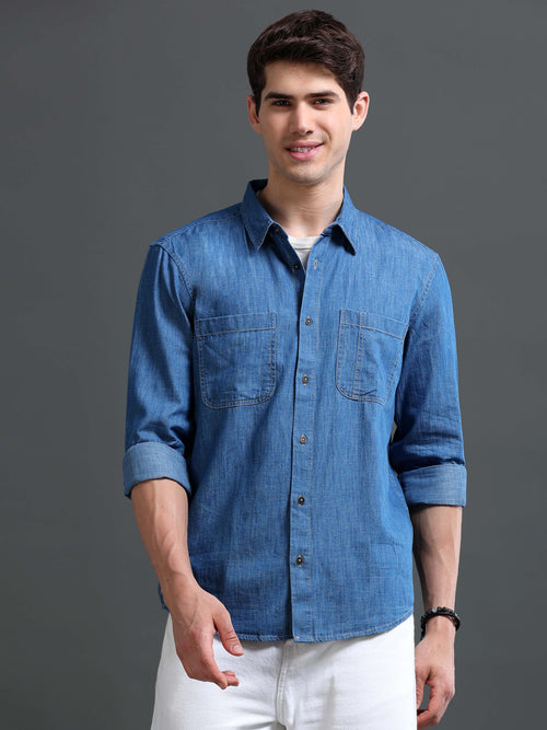 Men's Indigo Denim Slim Fit Shirt