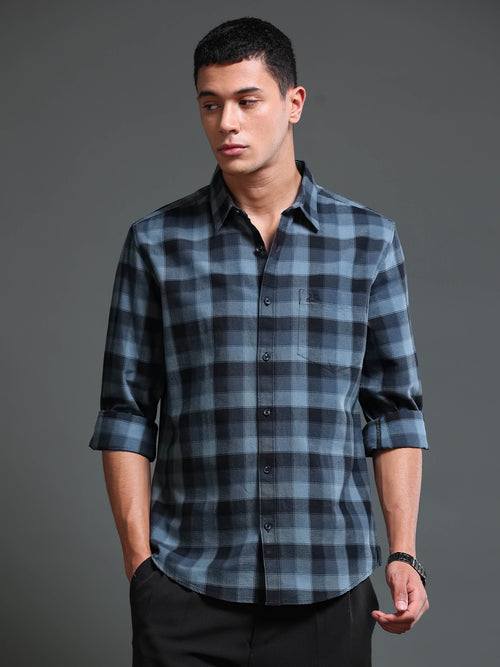 Men's Premium Oxford Blue Checks Shirt