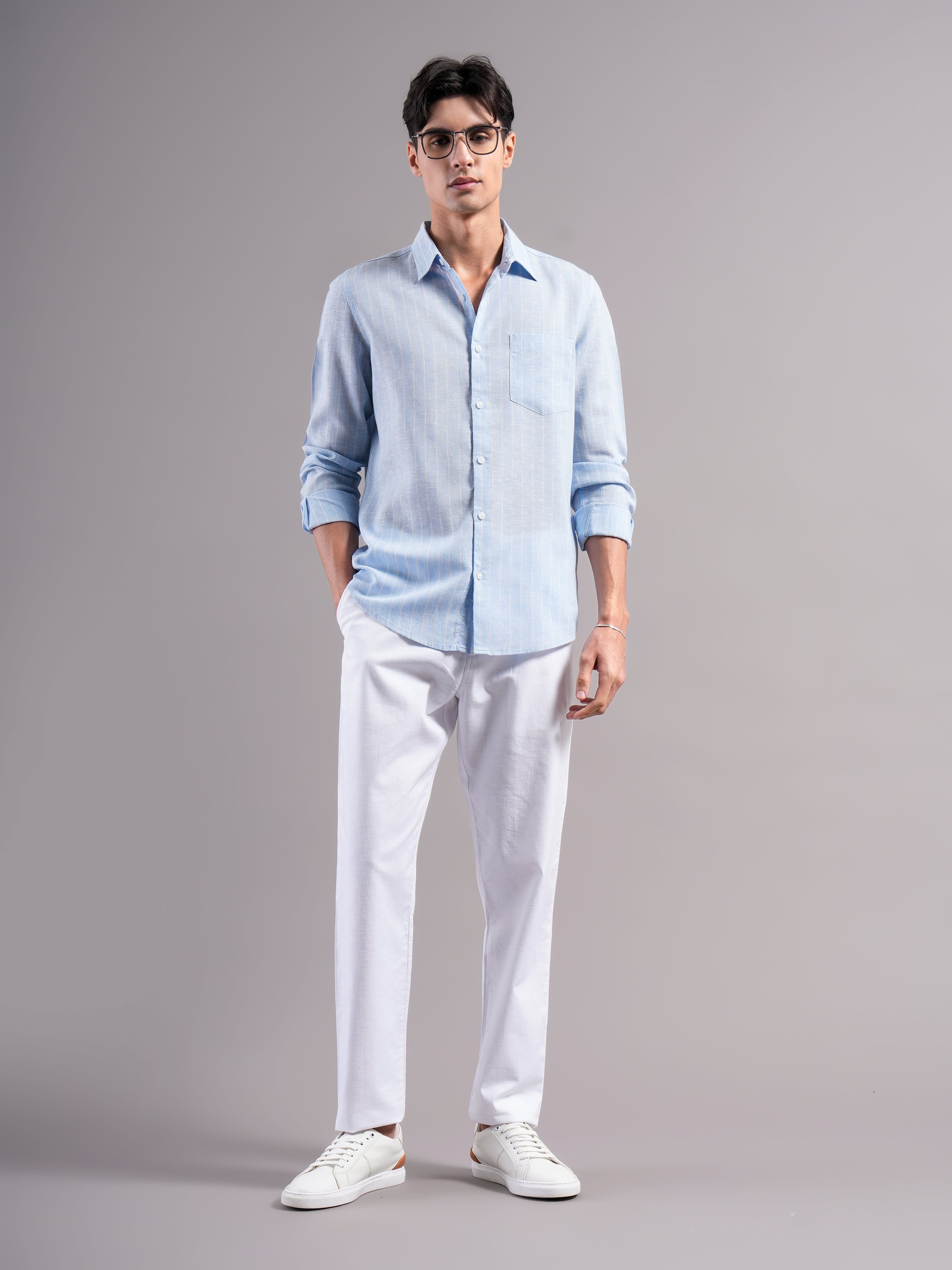 Men Smart Slim Fit Striped Casual Shirt