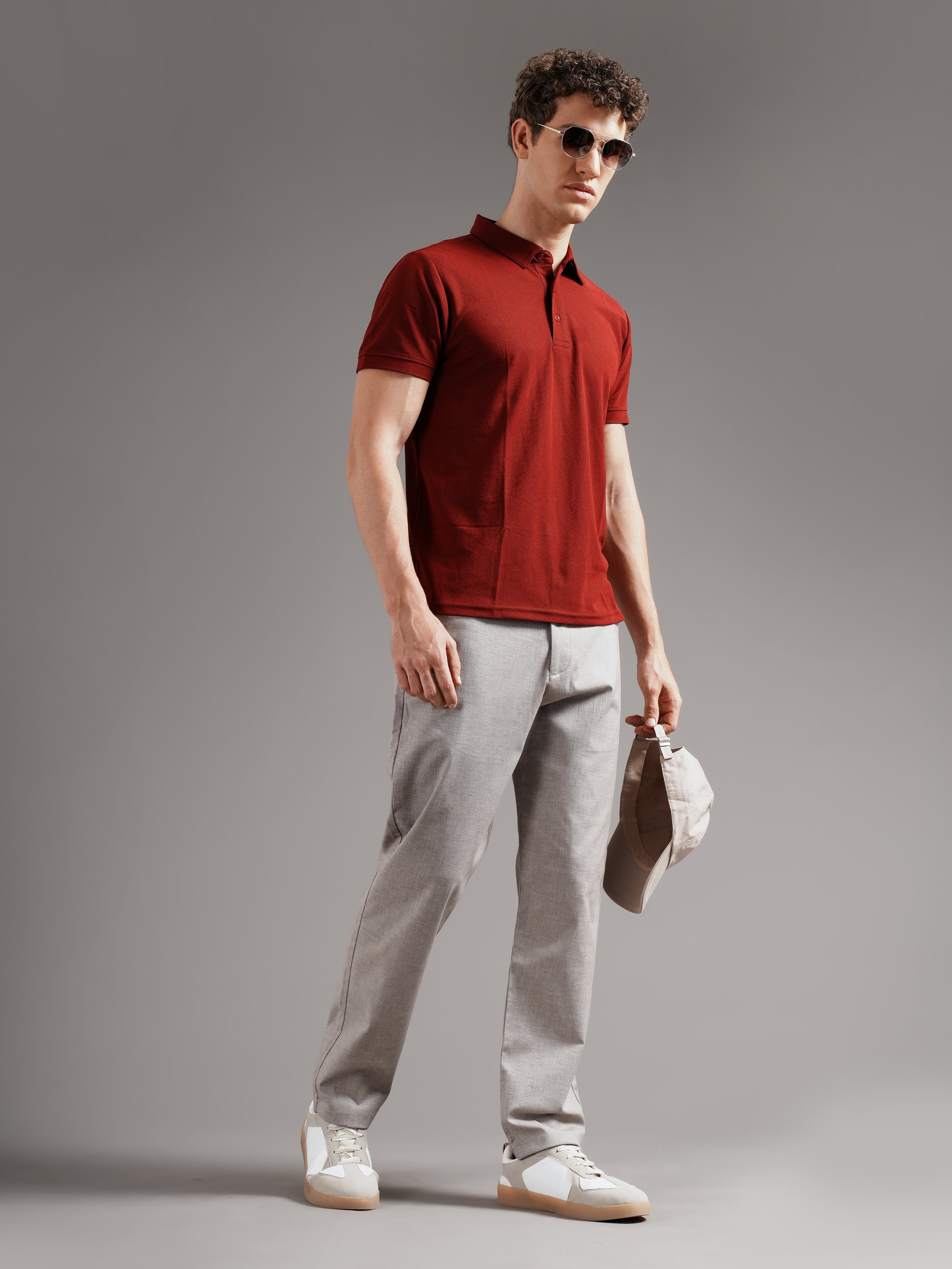 Men Tailored Straight Fit Low-Rise Trousers