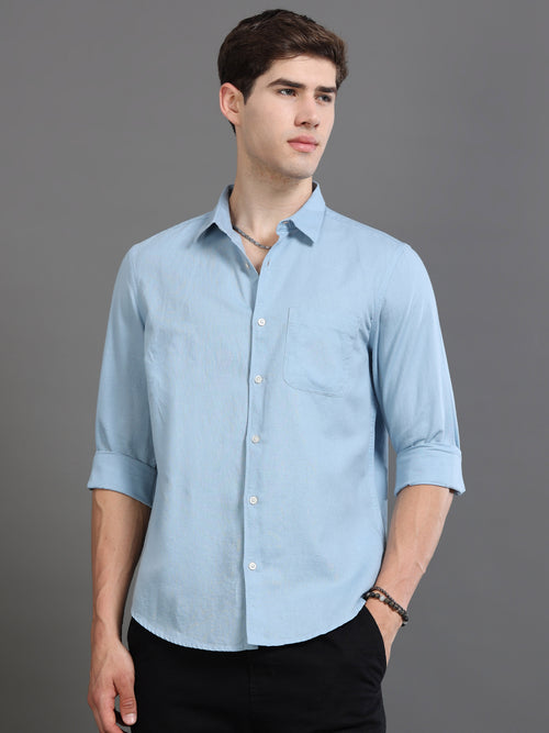 Men Smart Cotton Linen Slim Fit Shirt