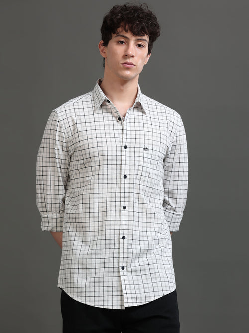 Men Smart Slim Fit Windowpane Checks Checked Casual Shirt