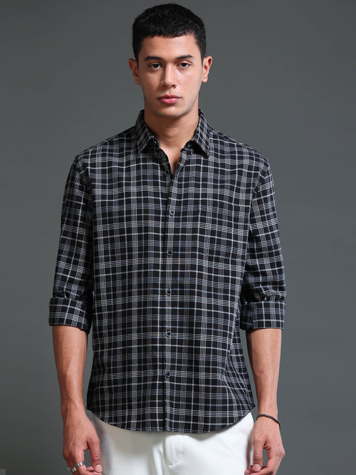 Men's Premium Oxford Checks Black Shirt