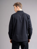 Smart Slim Fit Vertical Striped Spread Collar Cotton Casual Shirt