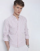 Men Smart Fit Vertical Striped Button-Down Collar Cotton Casual Shirt