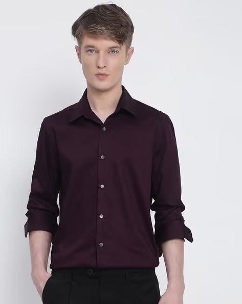 Satin Slim fit Plain Shirts