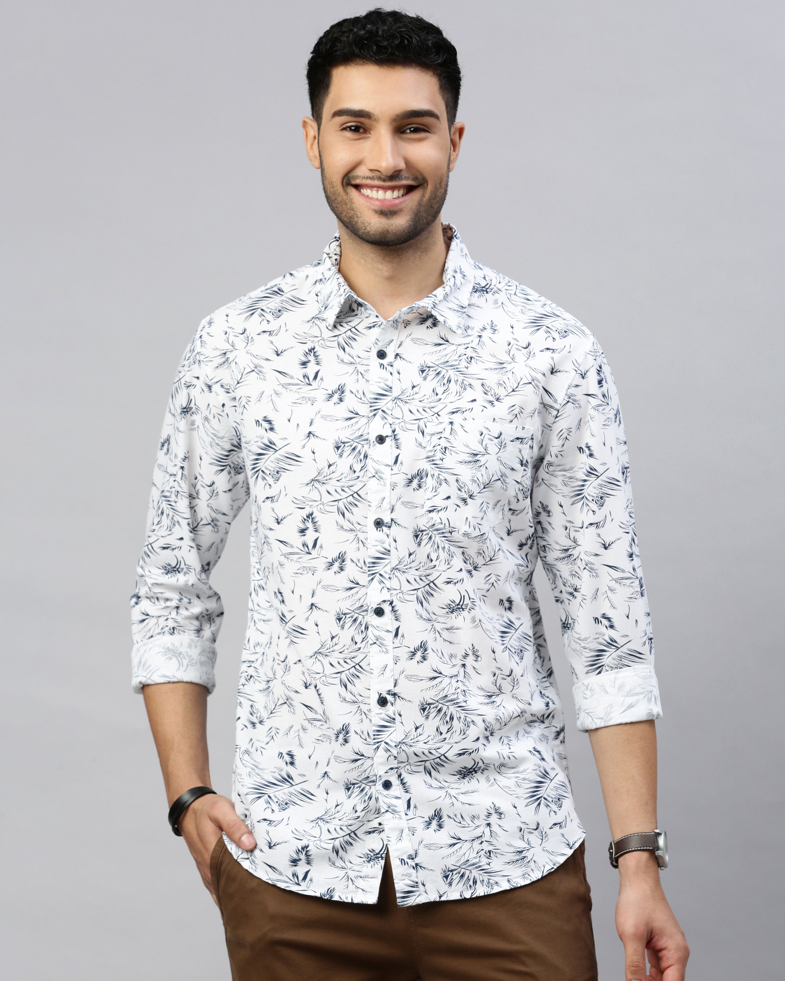 Men Standard Slim Fit Floral Opaque Printed Casual Shirt