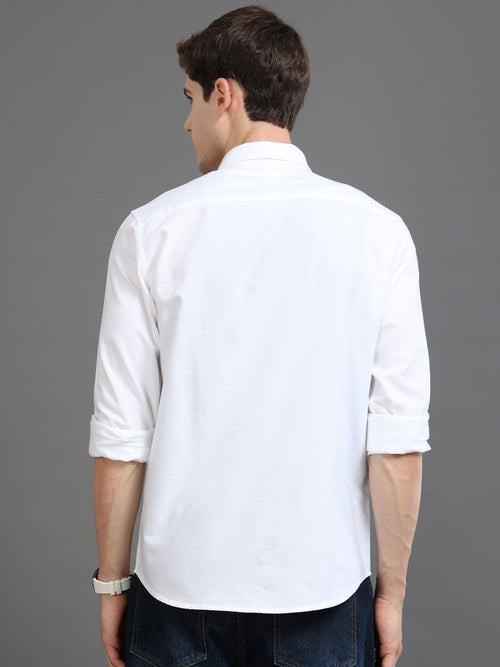 Men Oxford Embroidary Slim Fit Shirt