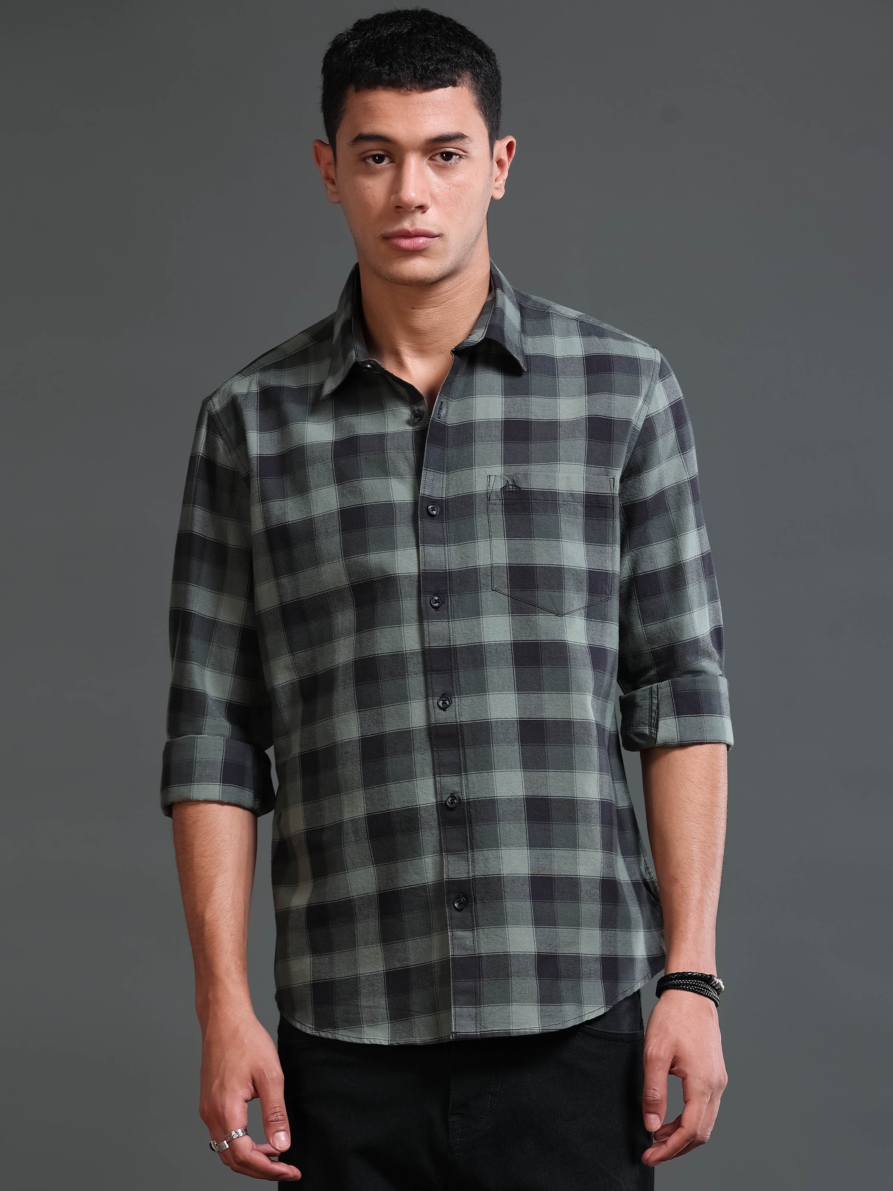 Men's Premium Oxford Checks Green Shirt