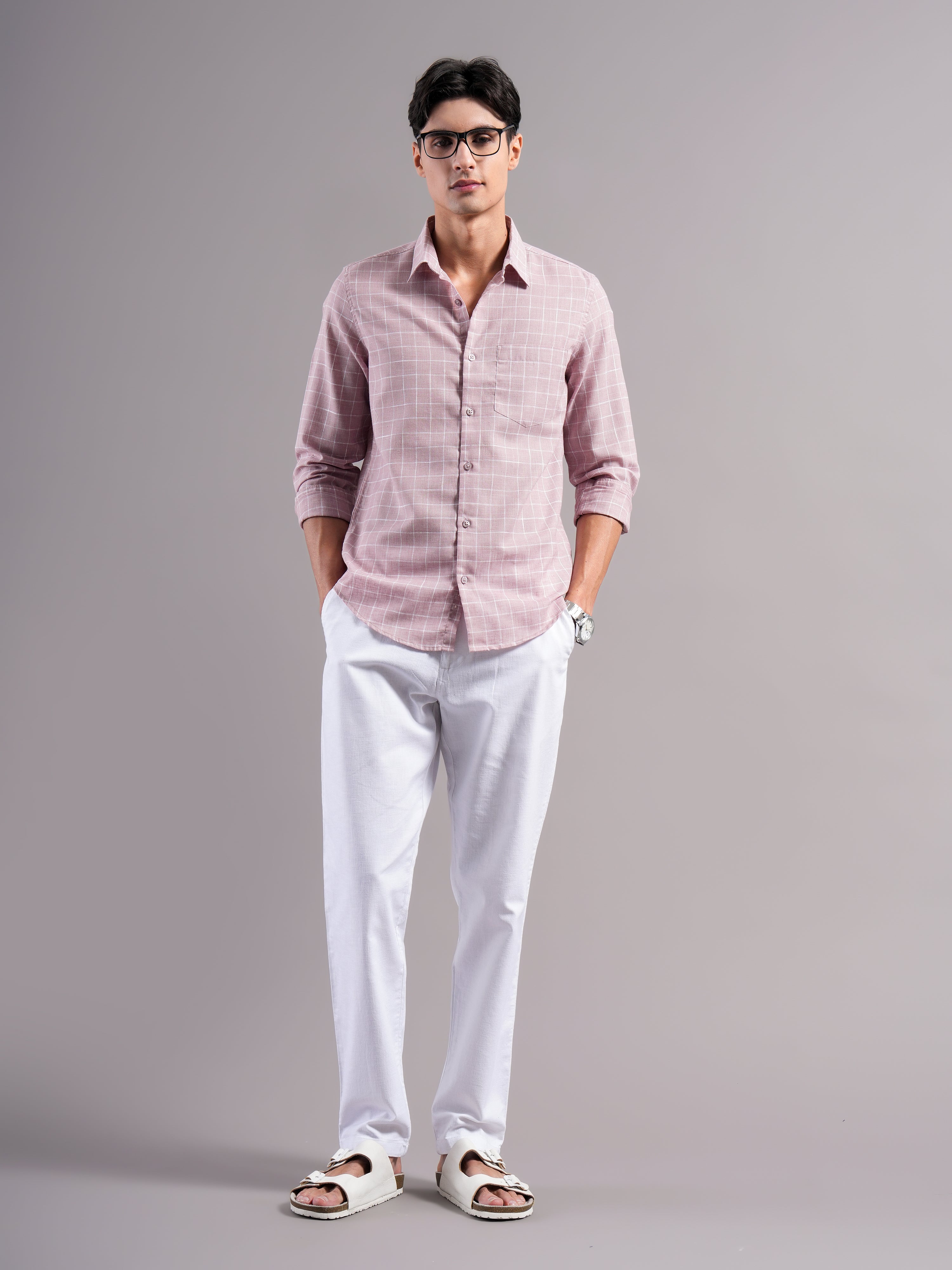 Men Smart Slim Fit Checked Casual Shirt