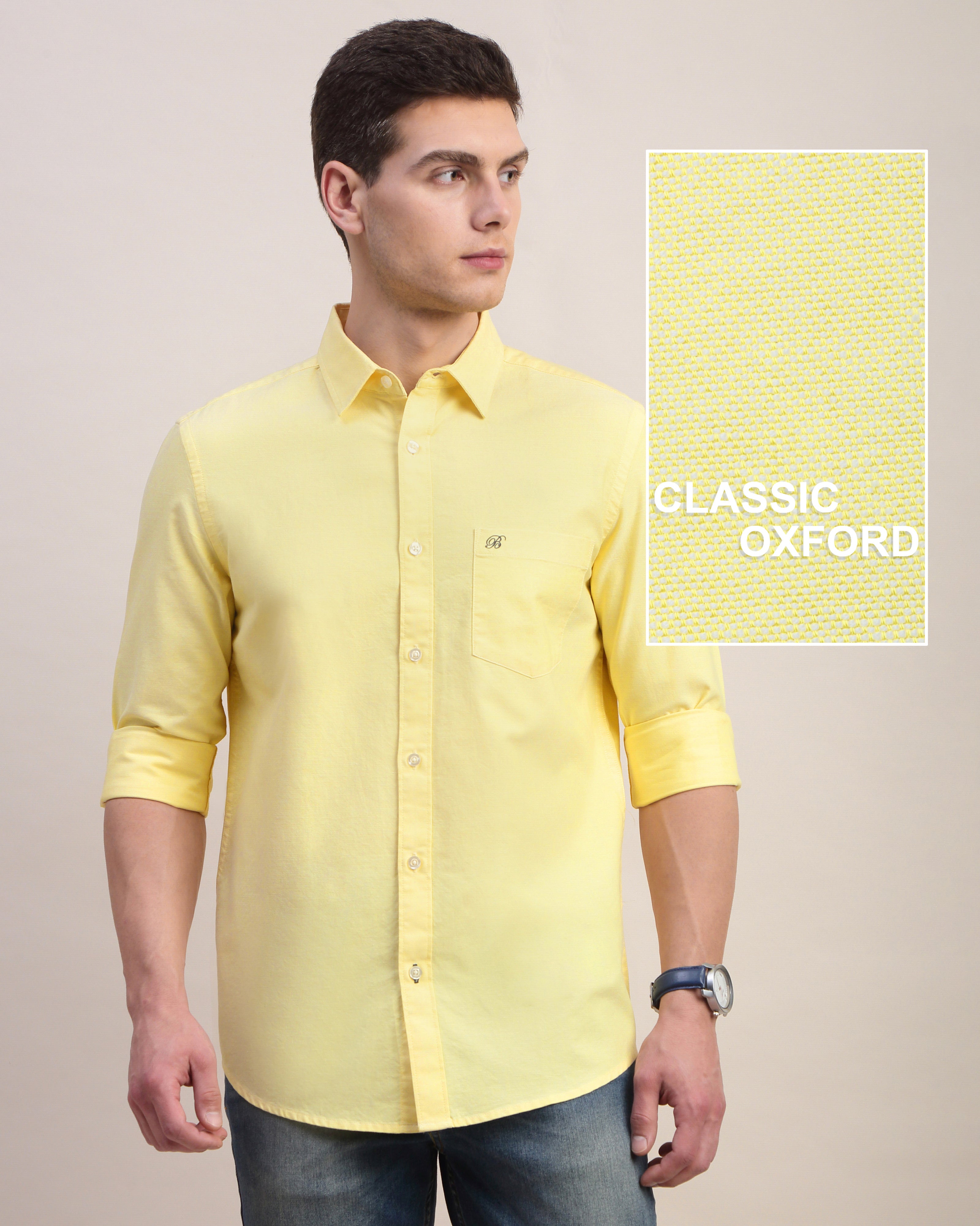 Men Slim Fit Oxford Cotton Casual Shirt