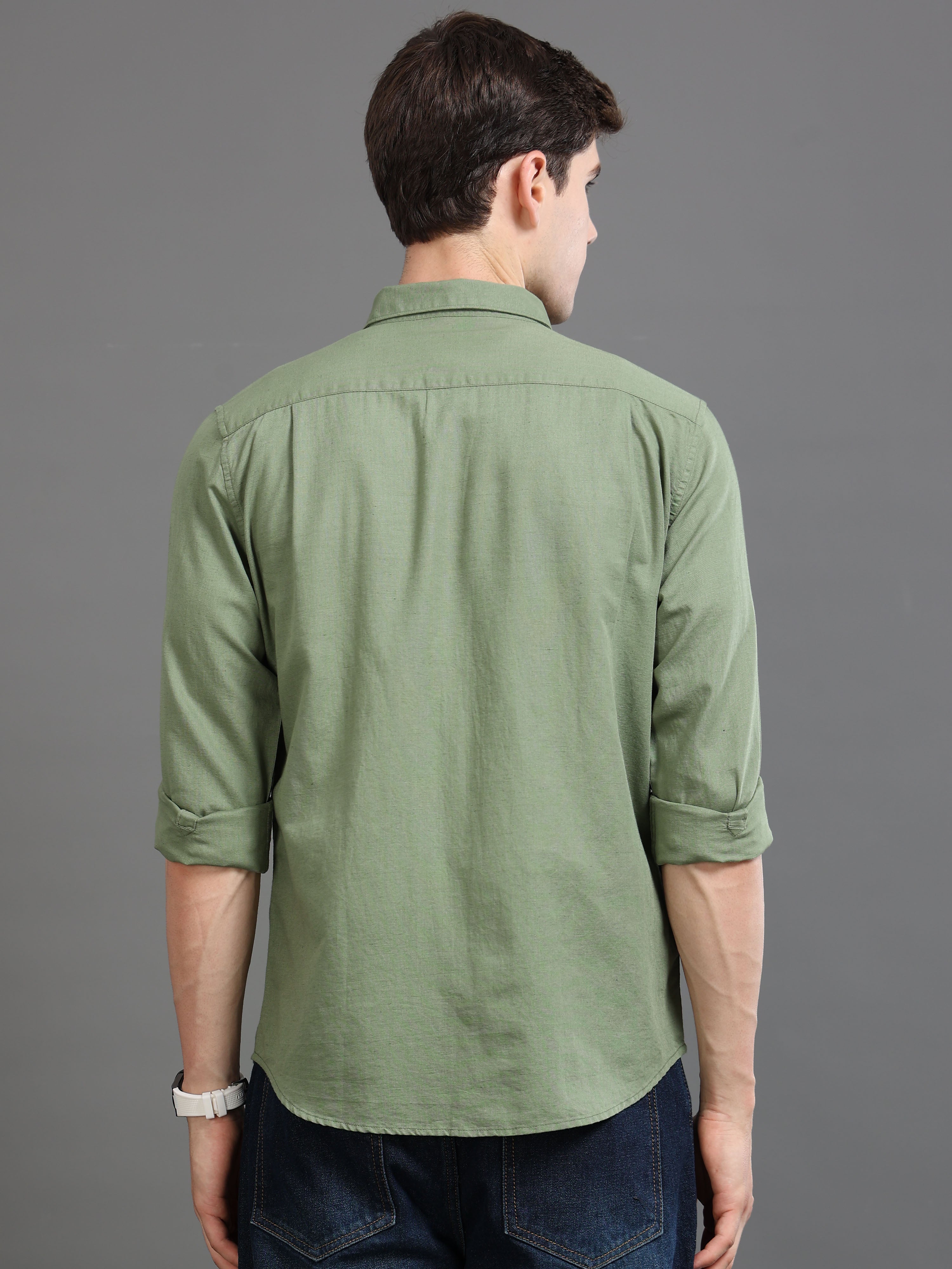 Men Smart Cotton Linen Slim Fit Shirt